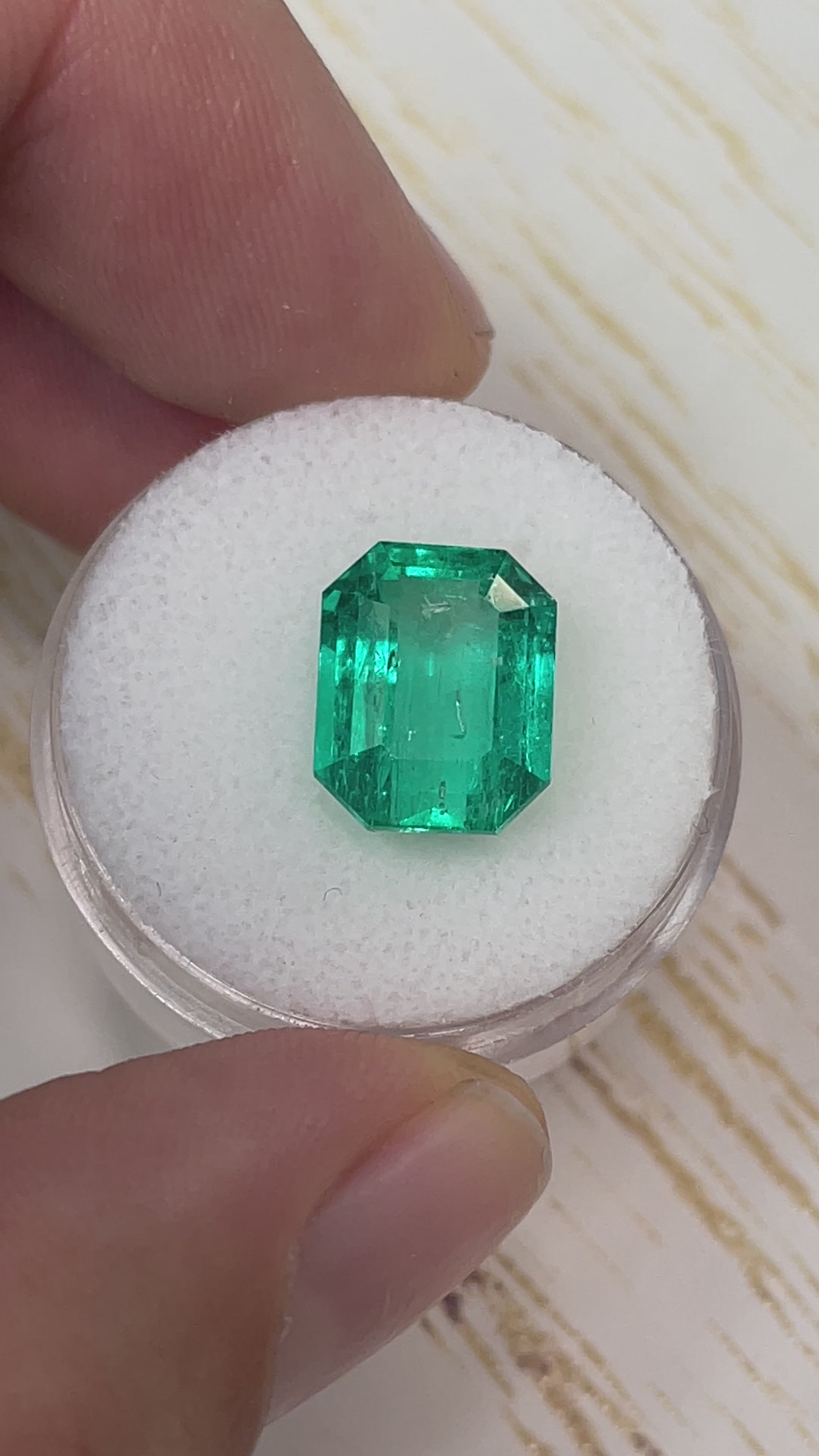 7.06 Carat 12x9.5 GLOWING Bluish Green Loose Colombian Emerald- Emerald Cut