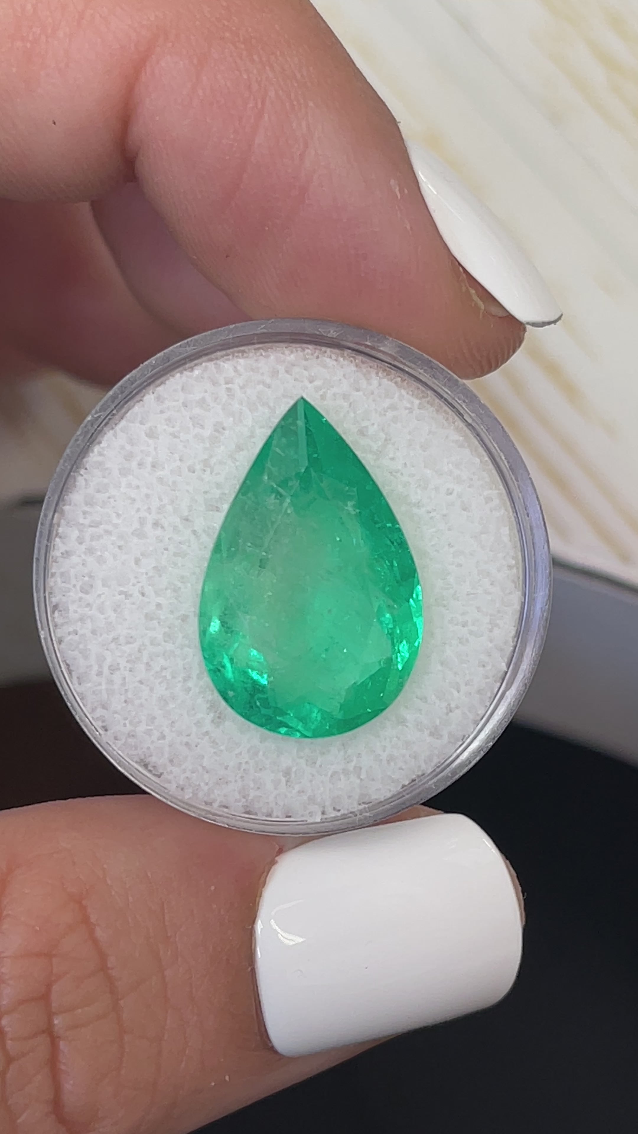 10.05 Carat 20x13 LARGE Green Natural Loose Colombian Emerald-Pear Cut