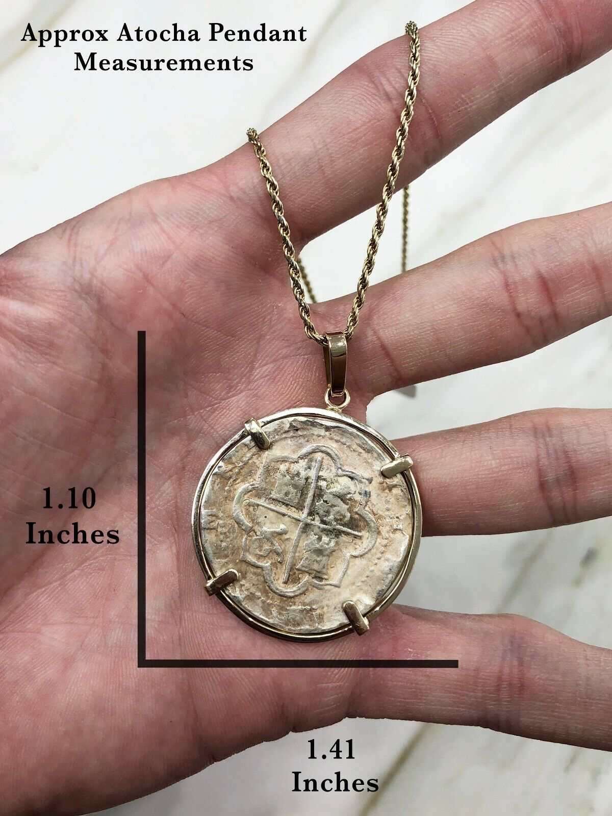 Silver Atocha Coin & 14K Gold Bezel Necklace