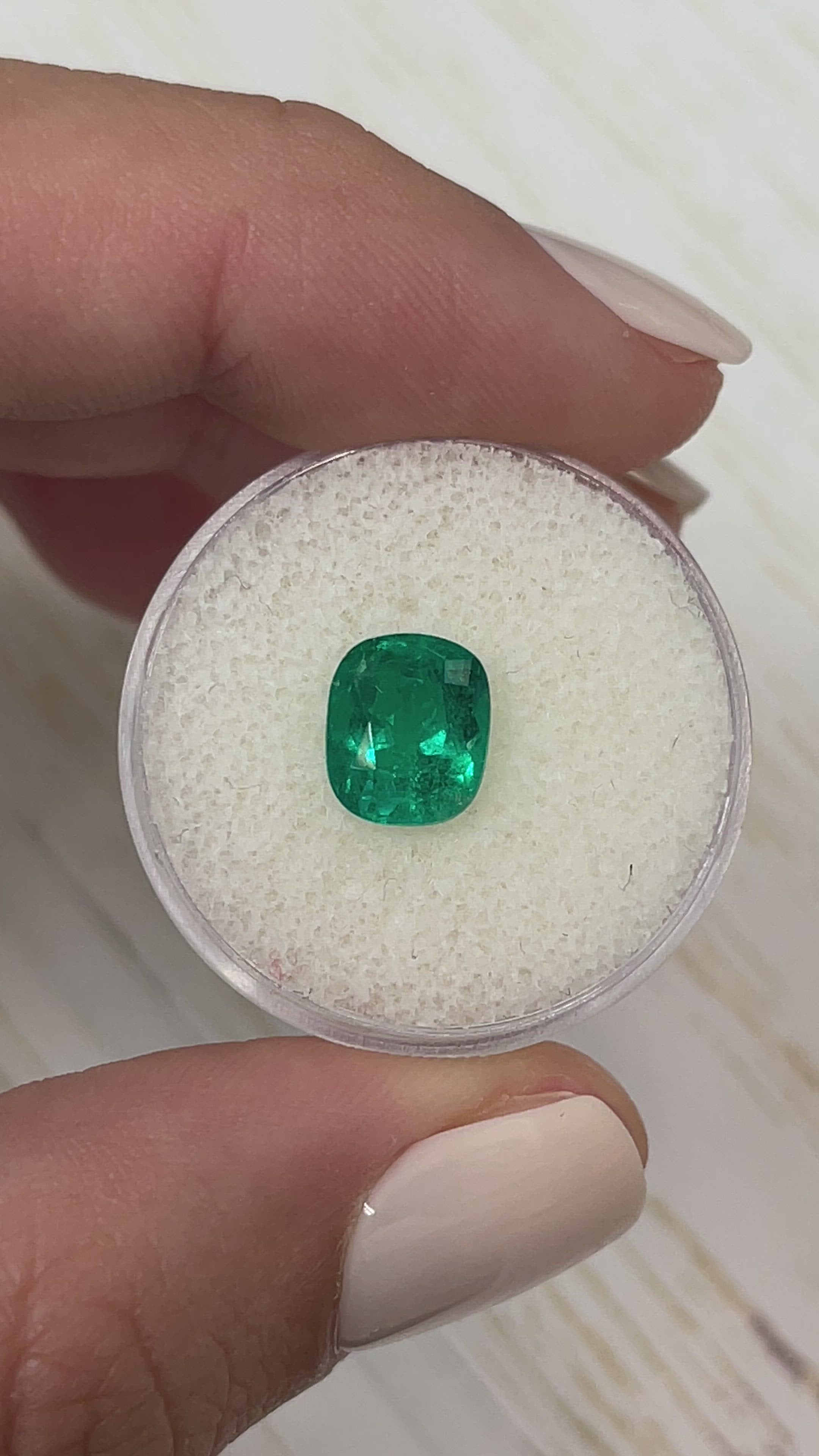 2.10 Carat 8x7 Vivid Muzo Green Natural Loose Colombian Emerald-Cushion Cut