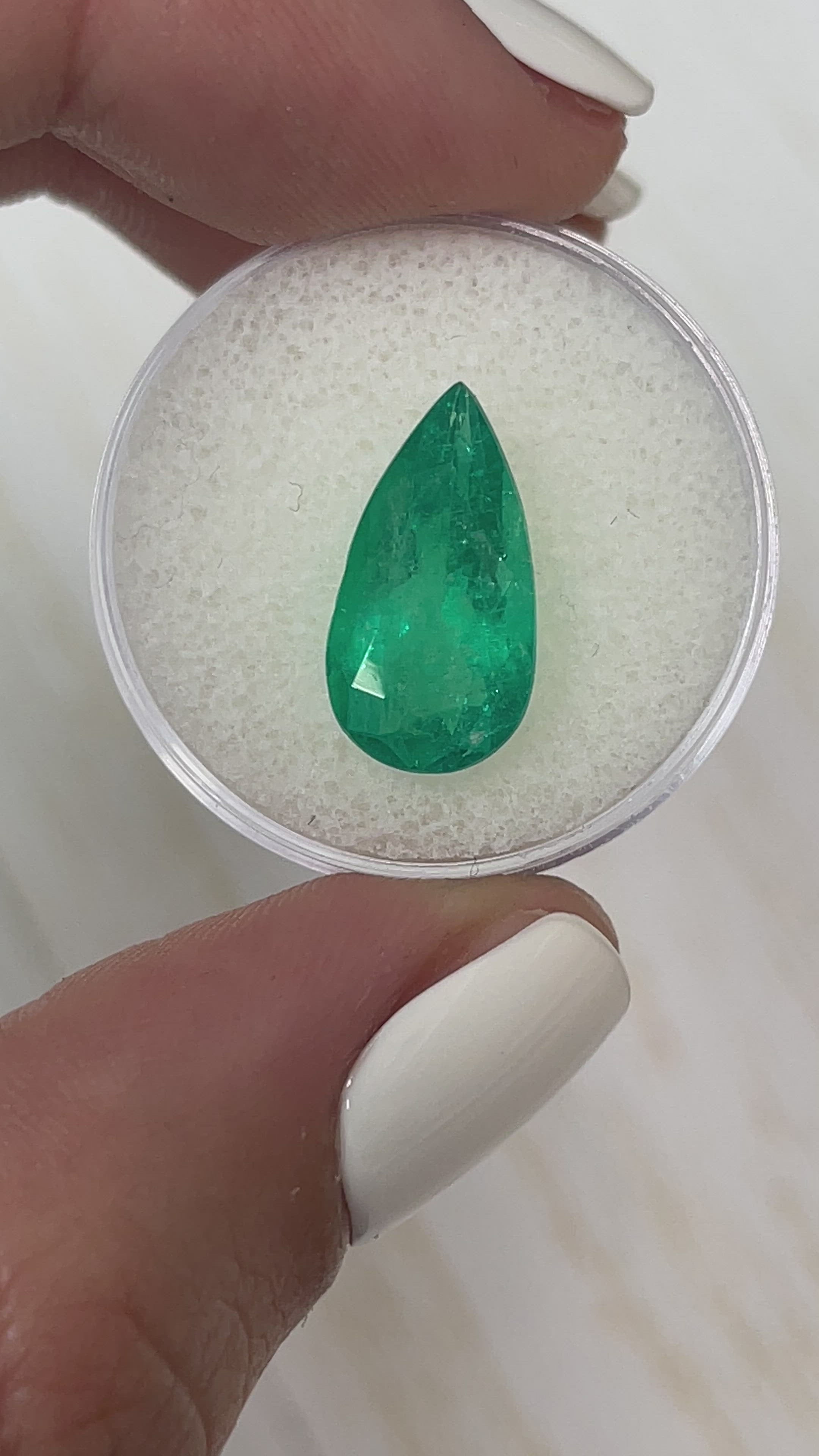 4.34 Carat 16x9 Rich Green Natural Loose Colombian Emerald-Pear Cut