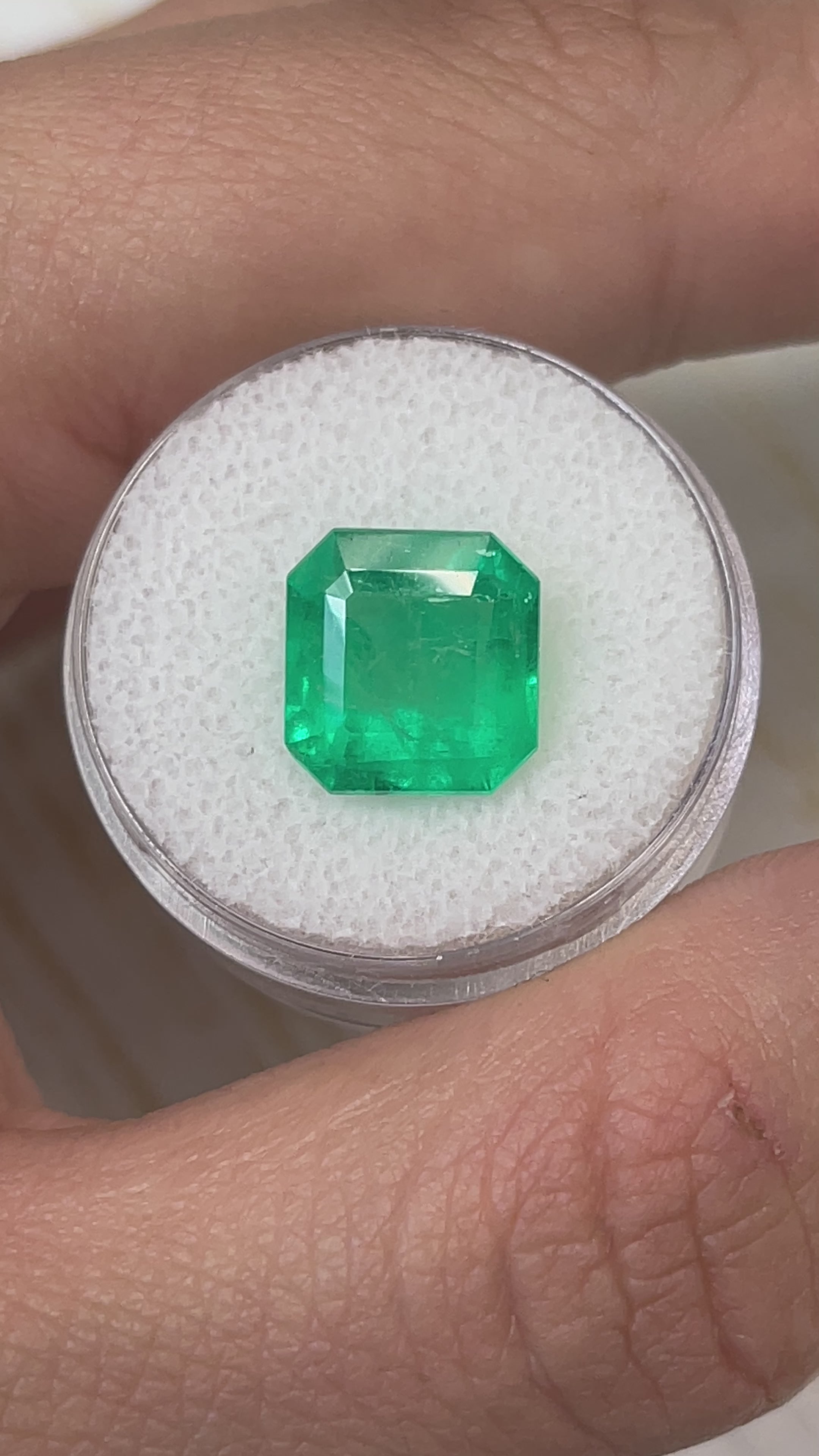 6.25 Carat Apple Green 11x11 Large Spread Natural Loose Colombian Emerald-Asscher Cut