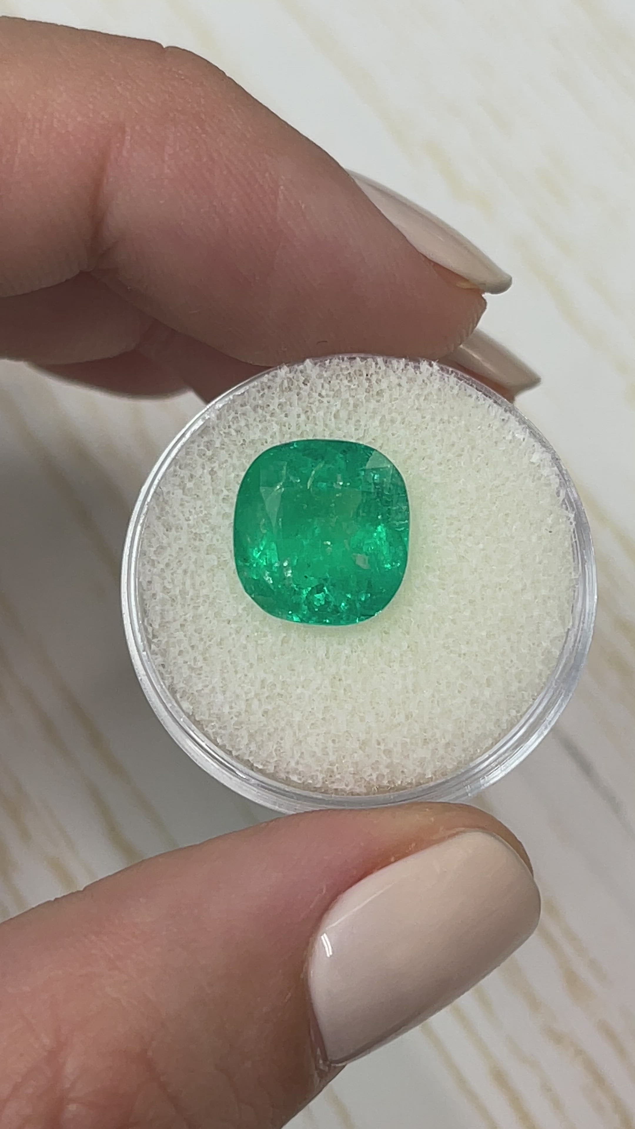 5.43 Carat Medium Green Natural Loose Colombian Emerald-Cushion Cut