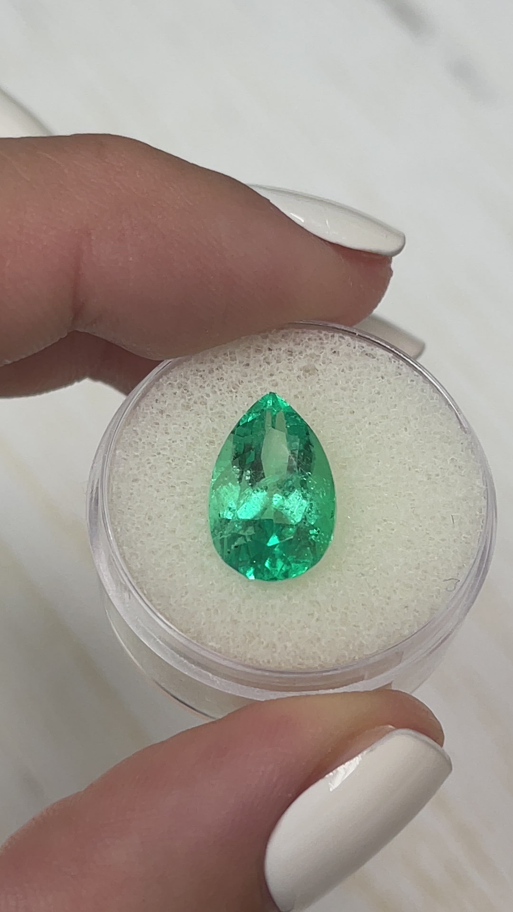 5.21 Carat 14.3x9 Vivacious Natural Loose Colombian Emerald-Pear Cut