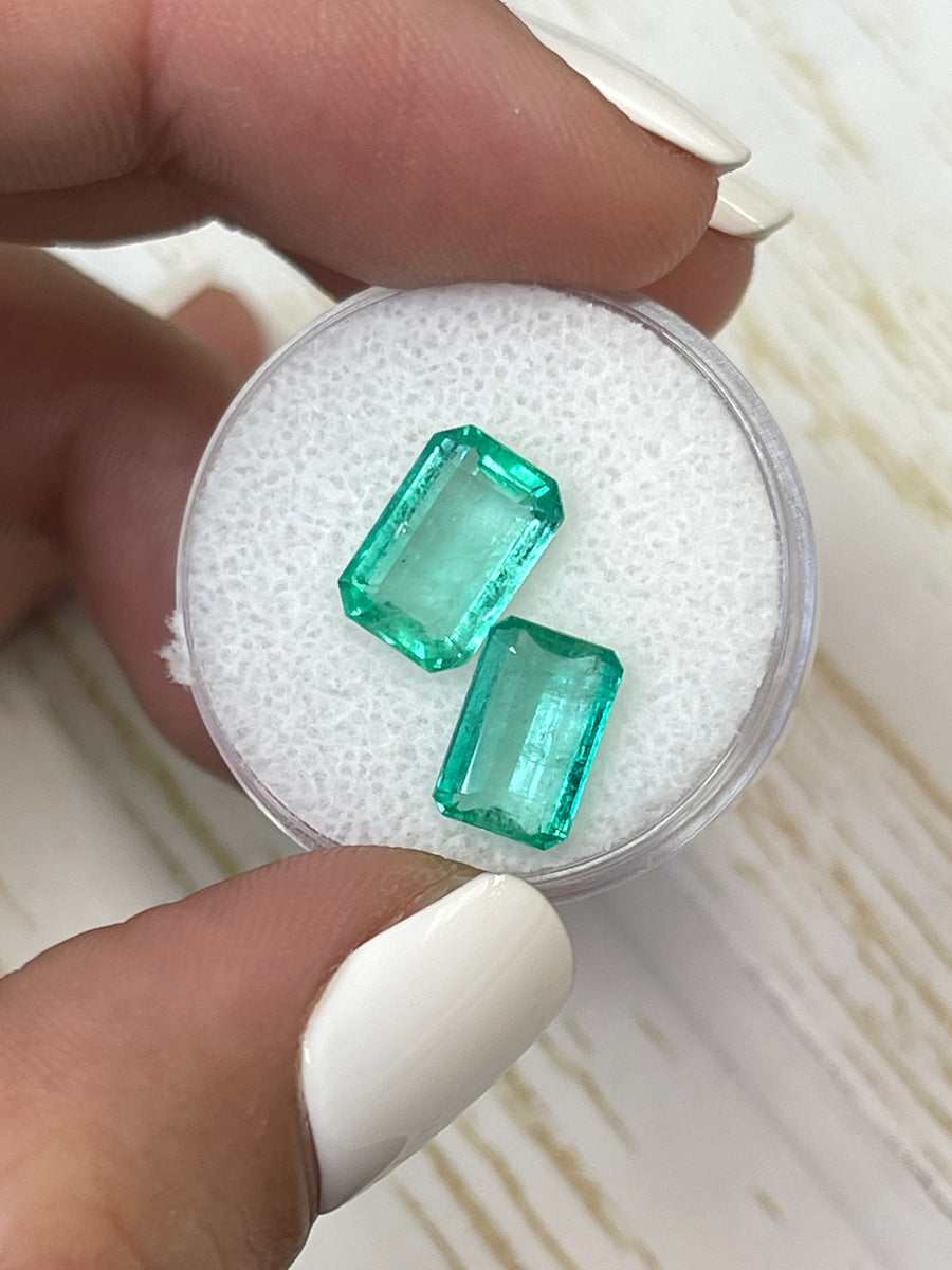 Matching Emerald Cut Gems - 4.79tcw Colombian Emeralds - 10x7mm Size