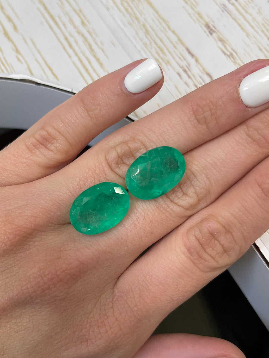 30.12 Carat Colombian Emeralds - Two Loose Stones, Oval Cut, 20x14 Size