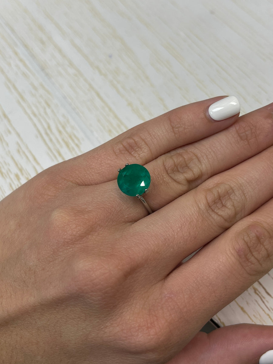 5.15 Carat 11x11 Medium Green Natural Round Loose Colombian Emerald