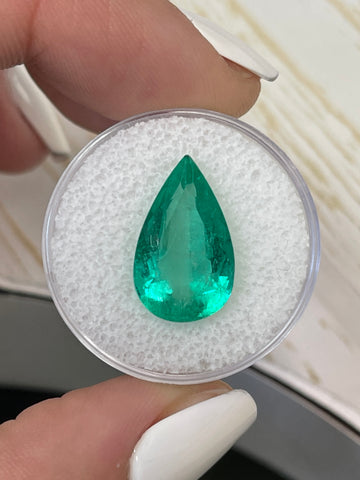Captivating 7.08 Carat Colombian Emerald-Pear Cut Gemstone