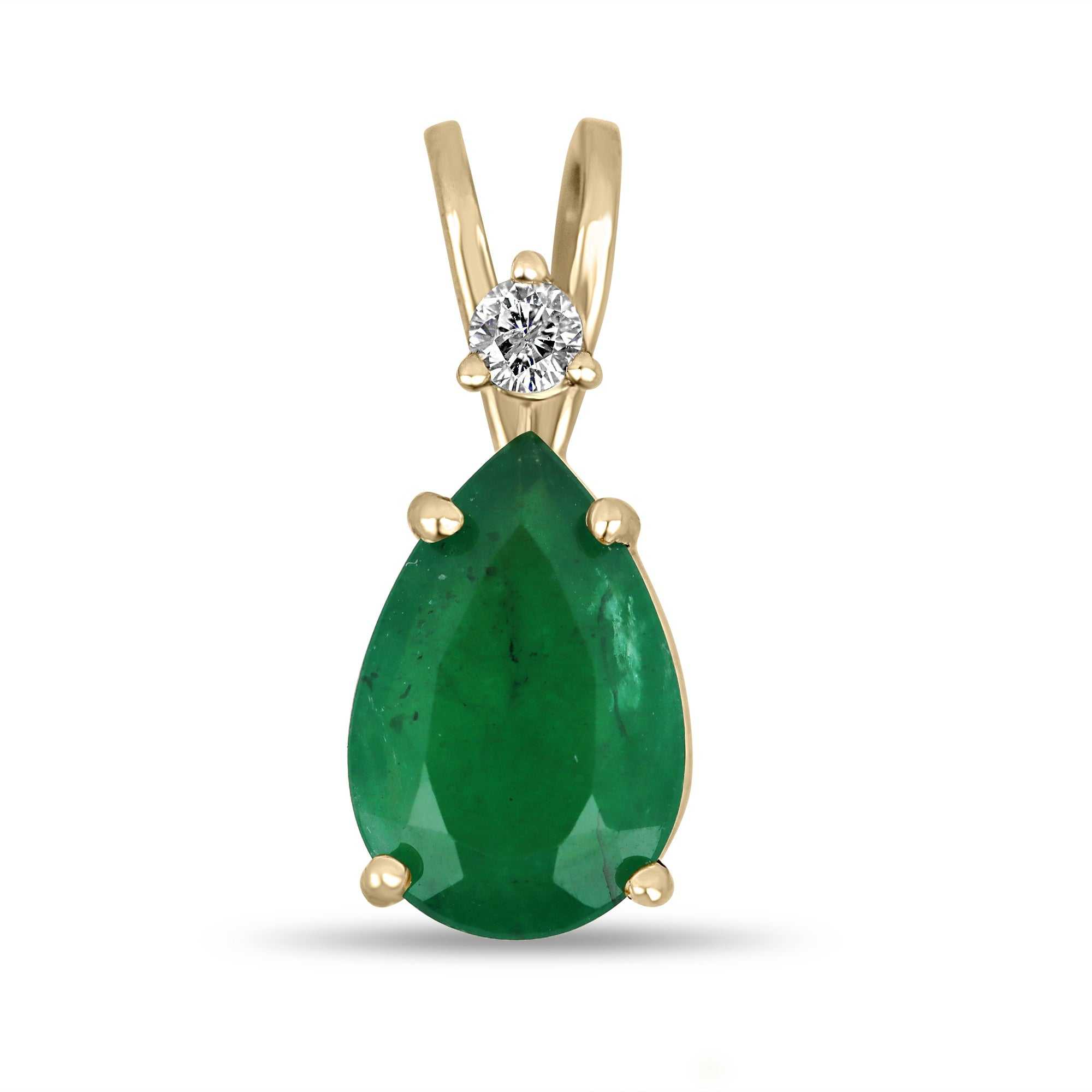 2.40tcw Natural Emerald & Diamond Accent Pear Pendant 14K
