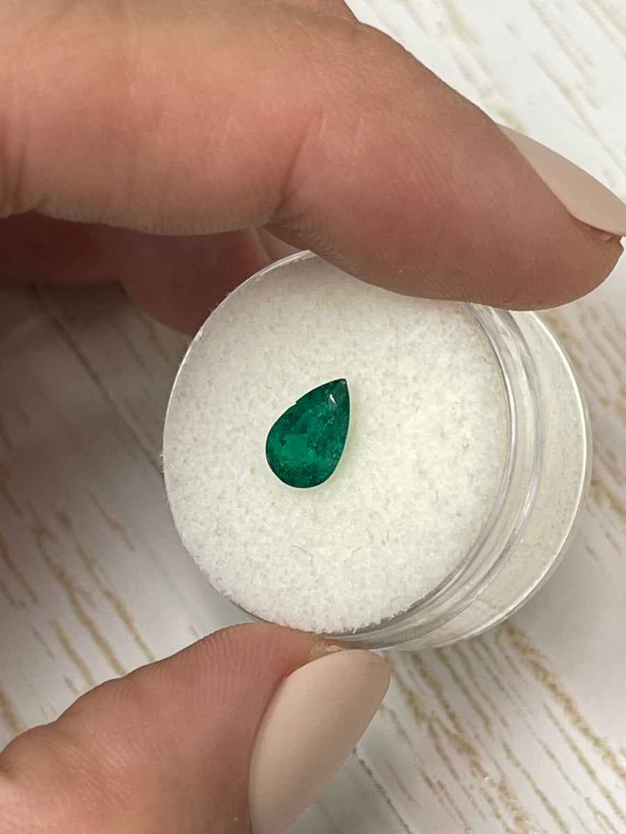 0.78 Carat Pear-Cut Colombian Emerald in Deep Muzo Green