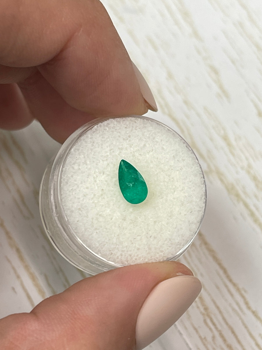 Genuine Colombian Emerald - 0.85 Carat - Pear-Shaped - Vibrant Medium Green - Unmounted