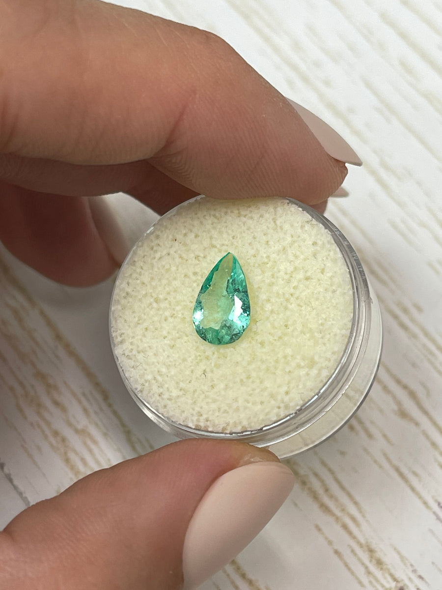 Spready Green Natural Emerald - 1.13ct Pear Cut Gem