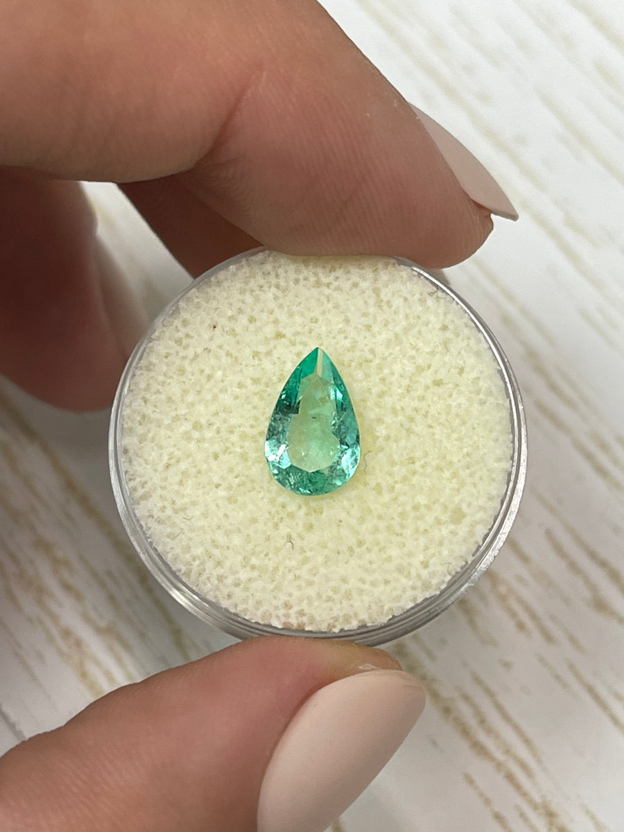 Exquisite 1.13ct Loose Colombian Emerald - Pear-Shaped