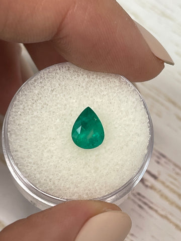 Pear-Shaped Colombian Emerald - 1.14 Carat - Medium Dark Green - Loose Natural Gemstone