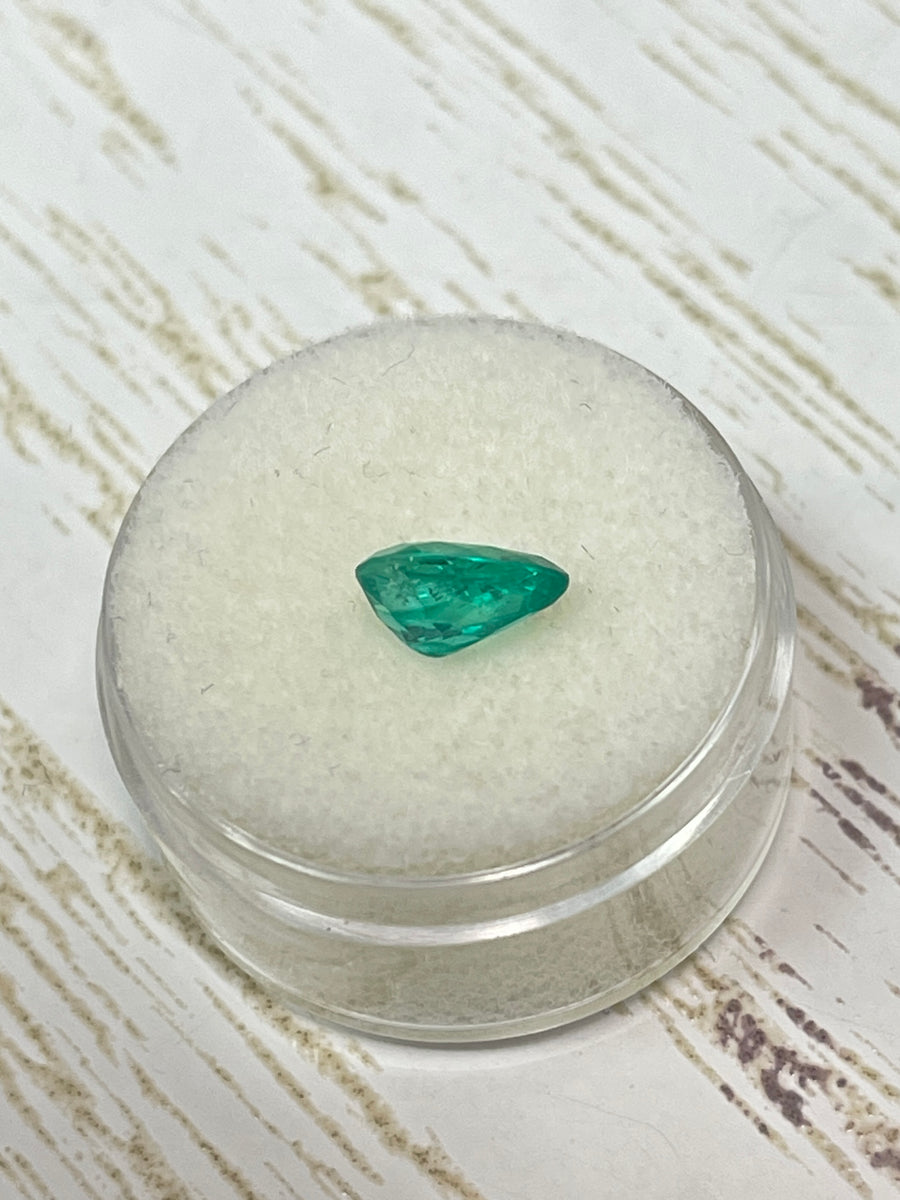 1.30 Carat Loose Colombian Emerald with Vivid Blue-Green Hue - Pear Cut
