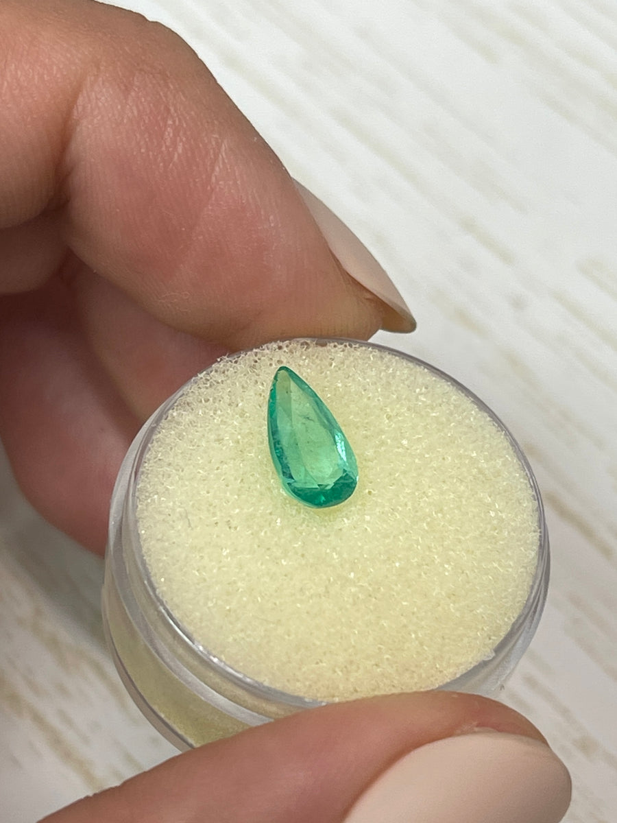 Slender Green Pear-Cut 1.33 Carat Natural Colombian Emerald