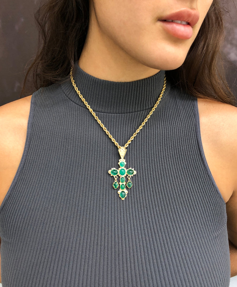  Colombian Emerald Cabochon Cross 