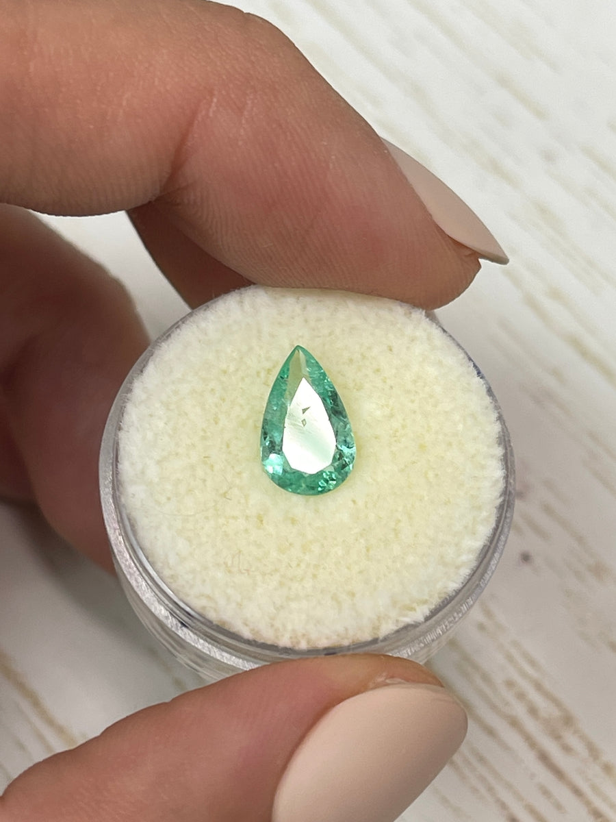 1.34 Carat Pear-Cut Colombian Emerald - Brilliant Spready Green Shade