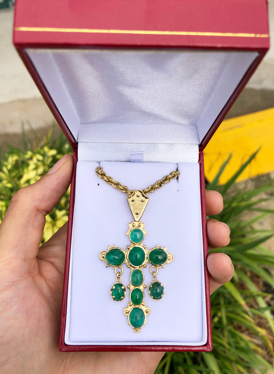 Nuestra Señora De Atocha Replica Natural Colombian Emerald Cabochon Cross 