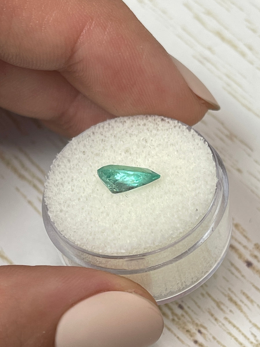 1.36 Carat Light Bluish-Green Colombian Emerald - Pear-Cut Precious Stone