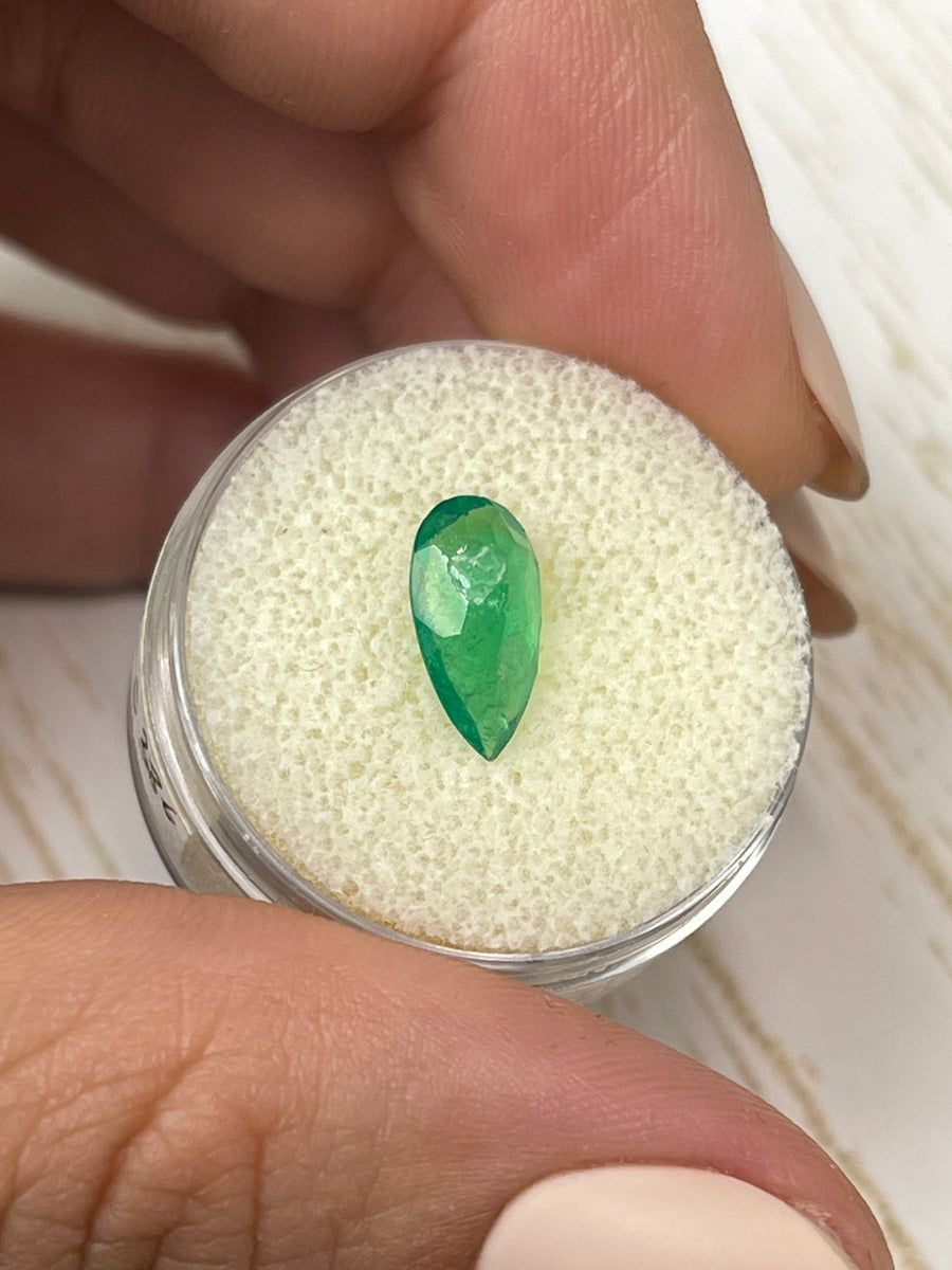 Natural Green Colombian Emerald - 1.37 Carat Pear Cut