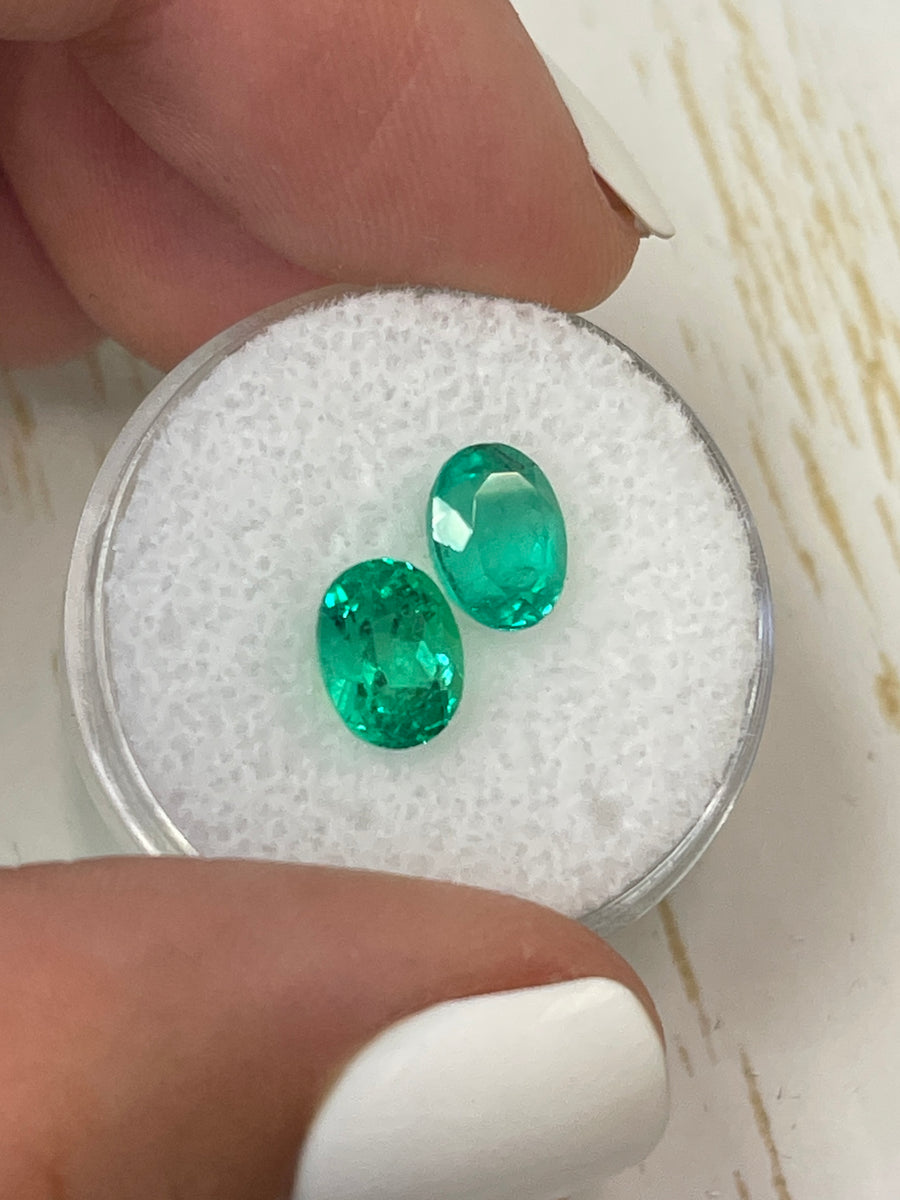 8x6 Oval Colombian Emeralds - Set of Two, Combined 2.90 Carats