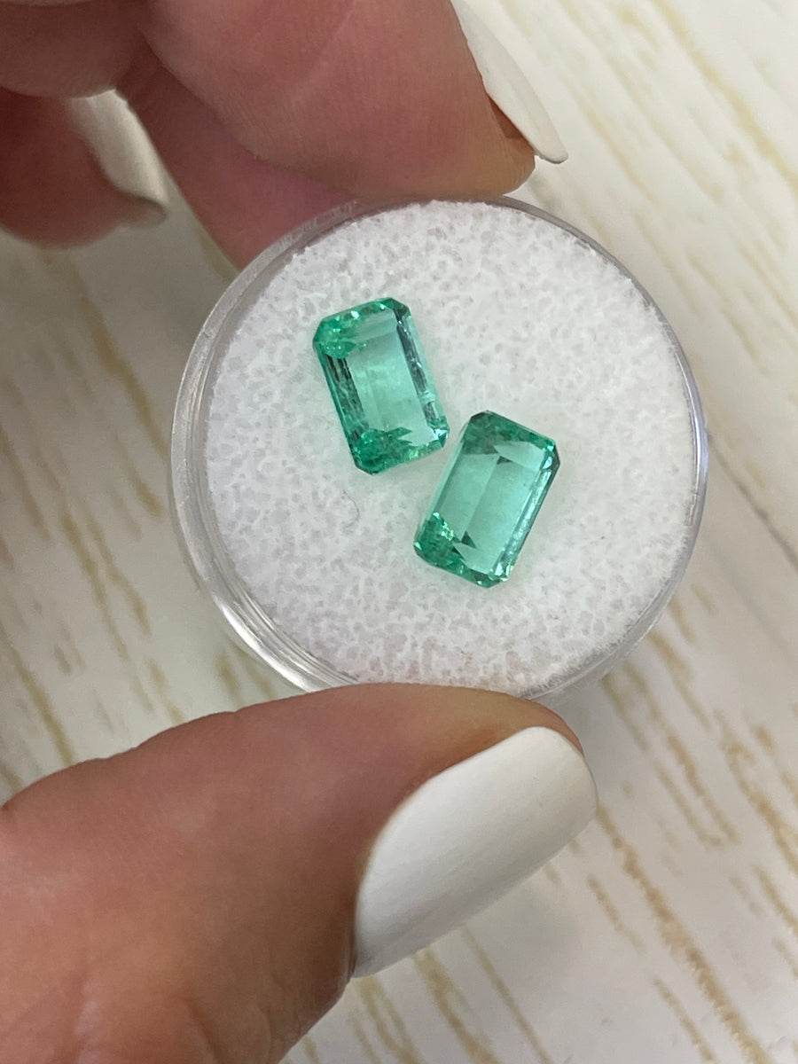 Pair of 9x6 Colombian Emeralds - Combined Weight 3.93tcw