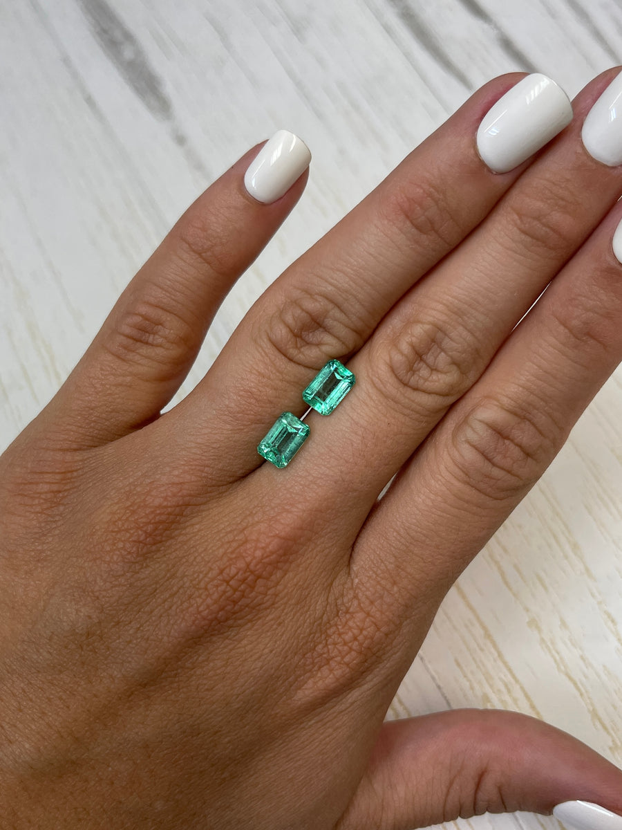 Matching Set of 3.93tcw Colombian Emeralds - Emerald Cut