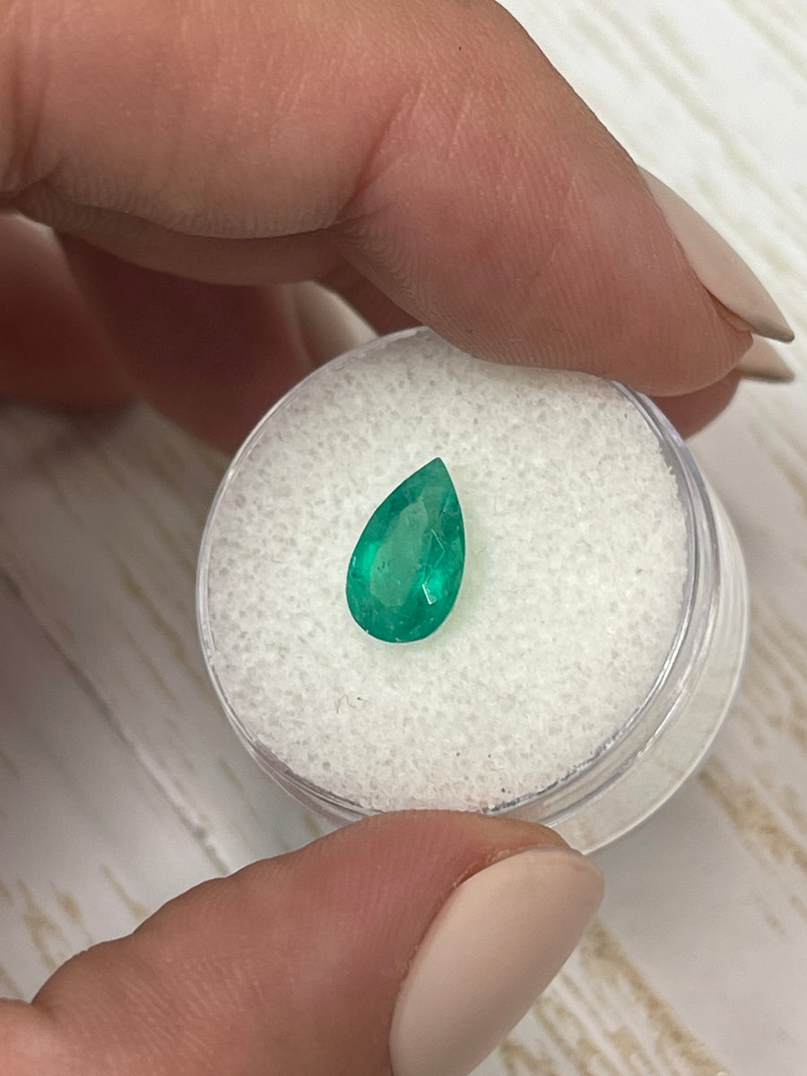 A 1.62 Carat Pear-Cut Colombian Emerald in Stunning Rich Green