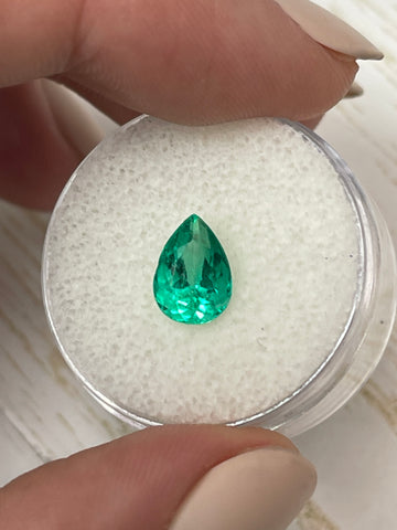 1.65 Carat Pear-Cut Colombian Emerald - Stunning Vivid Blue Green Gemstone