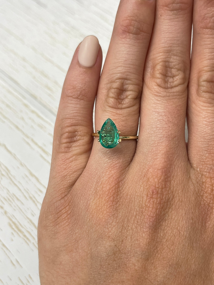 1.71 Carat Loose Zambian Emerald - Exquisite Pear-Shaped Gem