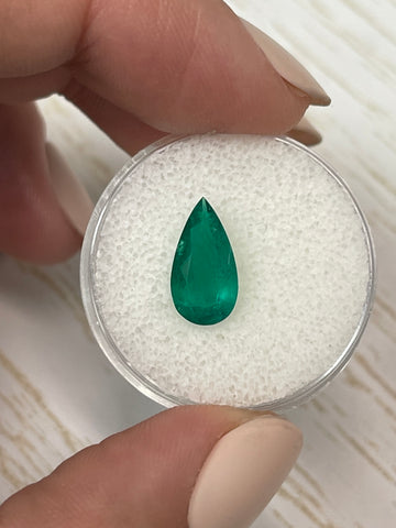 1.73 Carat Pear-Shaped Muzo Green Colombian Emerald - Natural Loose Gemstone