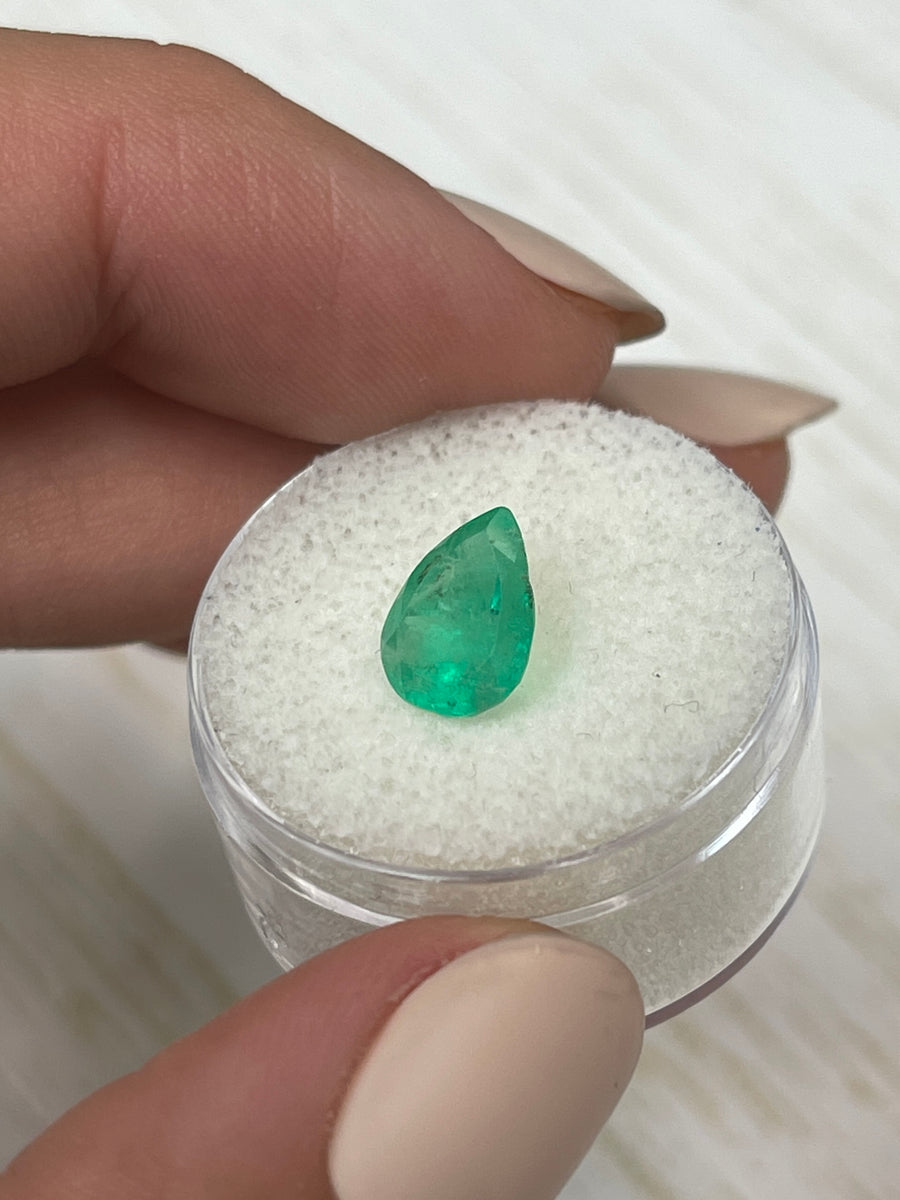 1.81 Carat Colombian Emerald - Brilliant Pear Shape in Spring Green