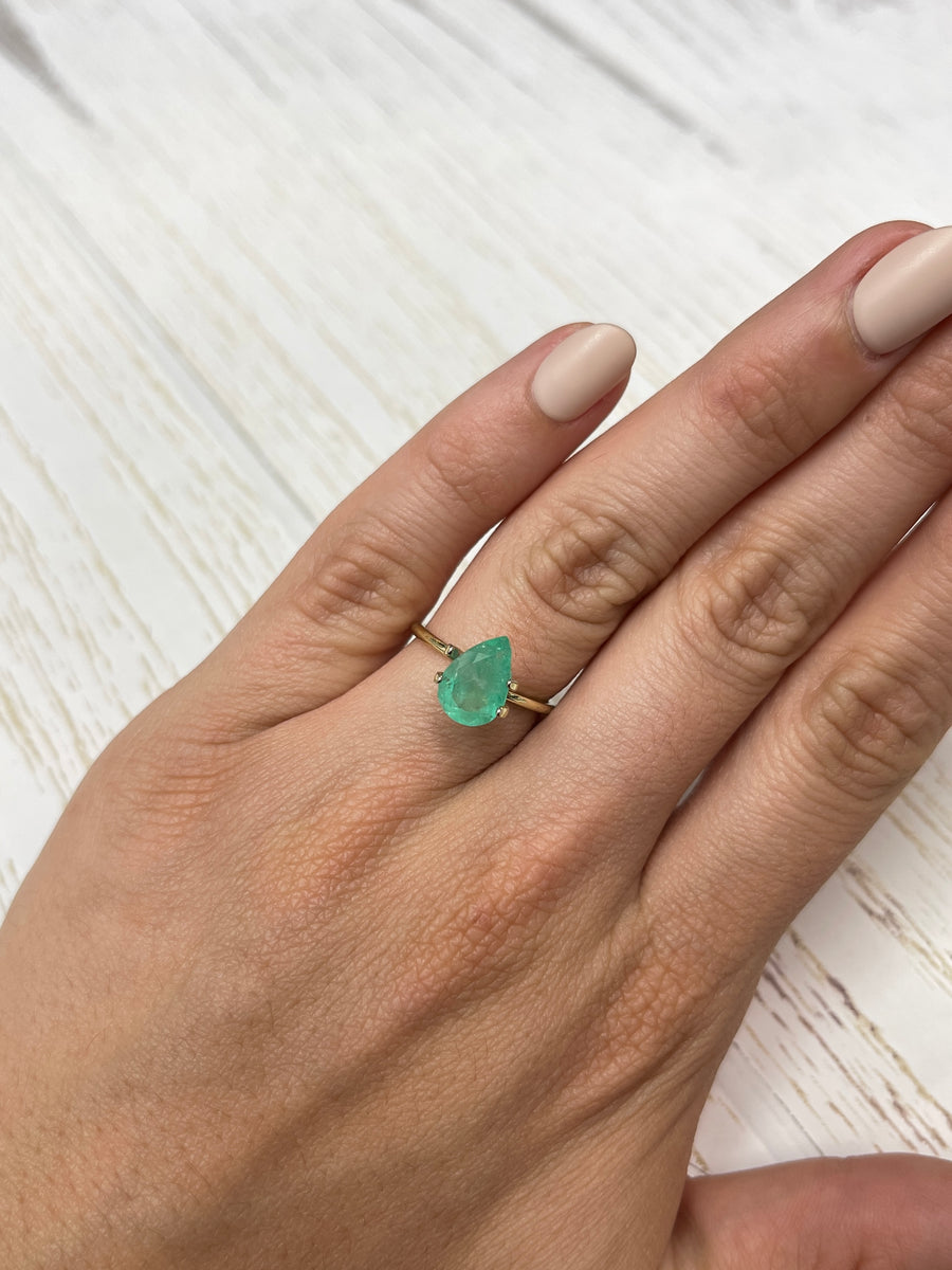 Natural Green Loose Colombian Emerald - 1.89 Carats - Pear Shaped Gem