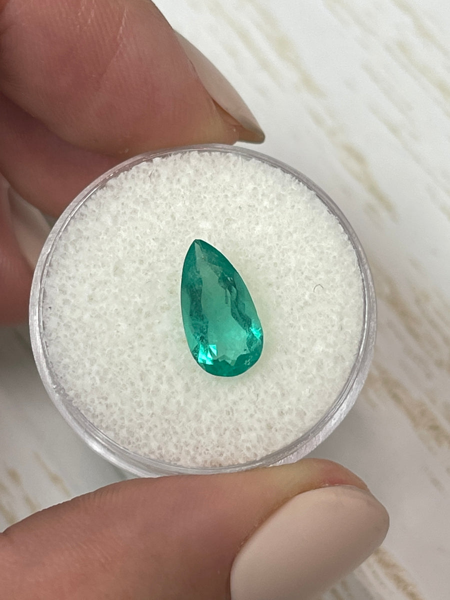 1.92 Carat Loose Colombian Emerald - Pear Shape, Bluish Green Hue
