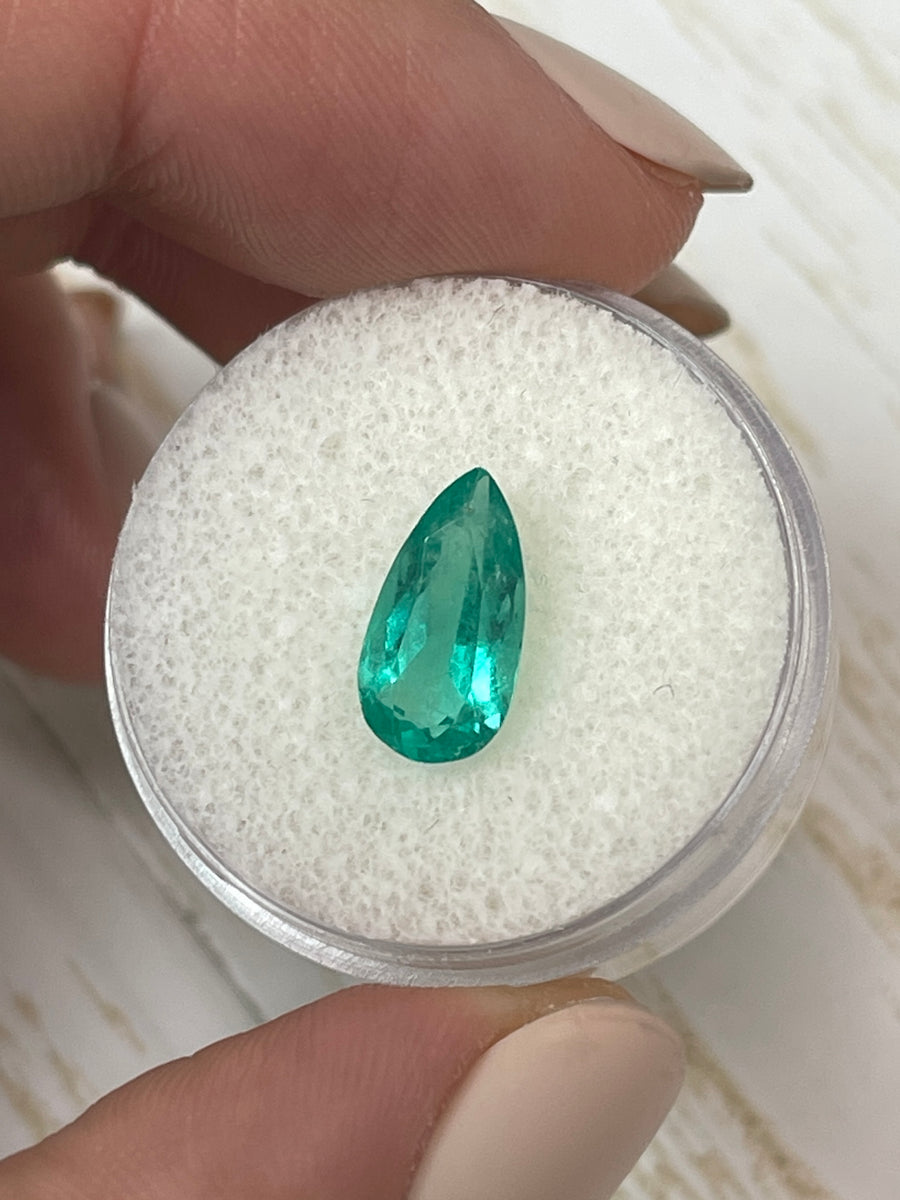 Bluish Green Pear-Cut Colombian Emerald - 1.92 Carat Natural Gem