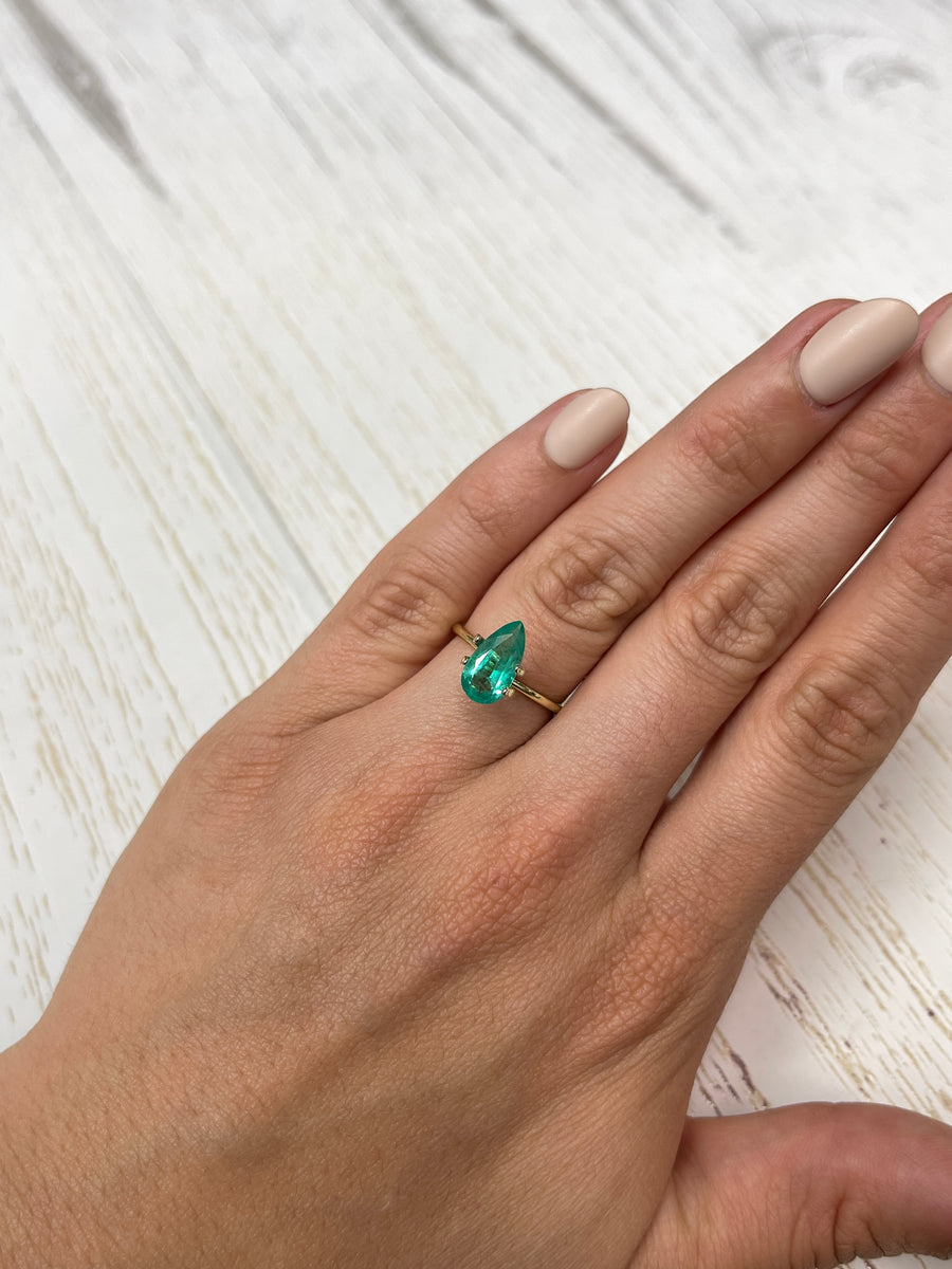 1.92 Carat Pear-Cut Colombian Emerald - Vivid Bluish Green Shade