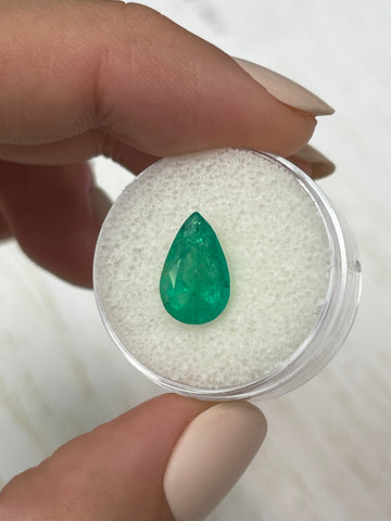 Rich Green Pear-Cut Colombian Emerald - 2.35 Carat Loose Gemstone