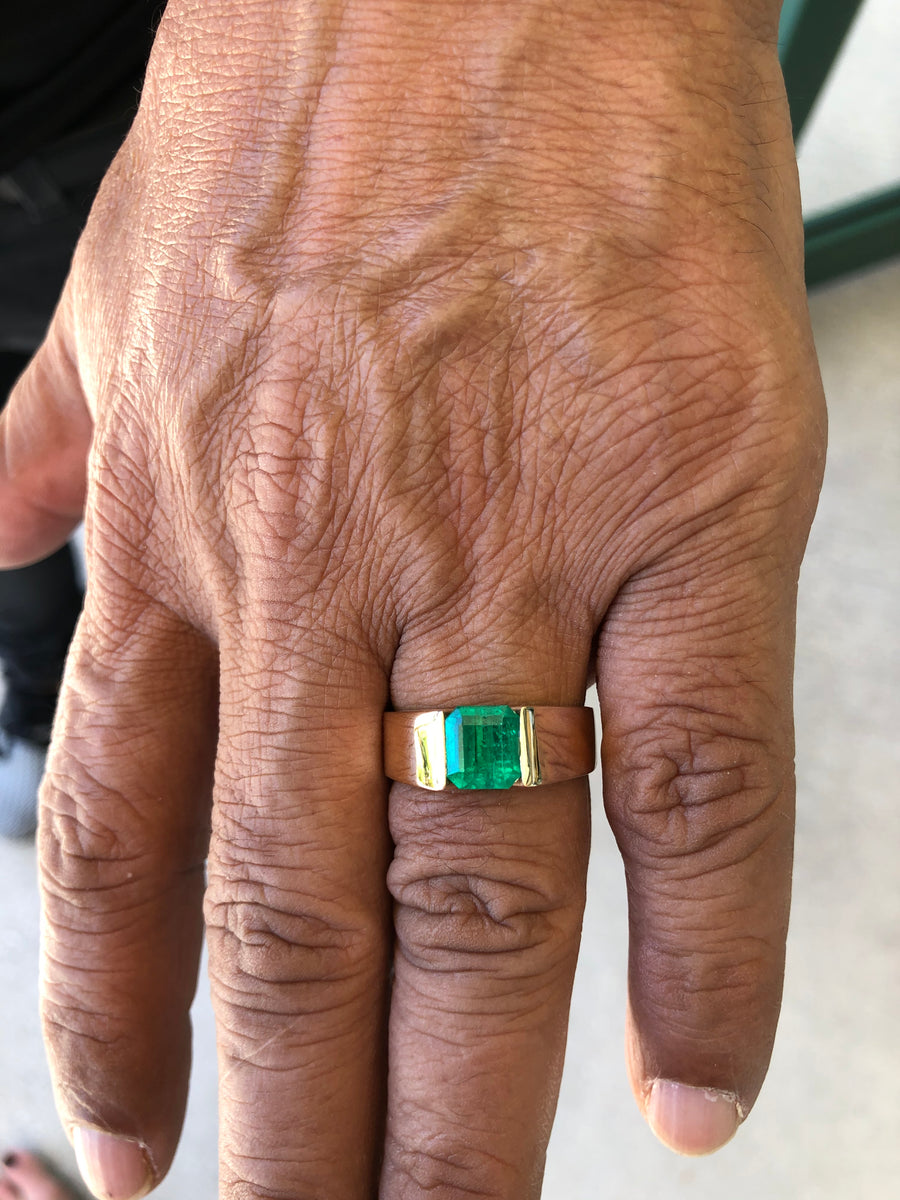 Green Solitaire Men's Ring