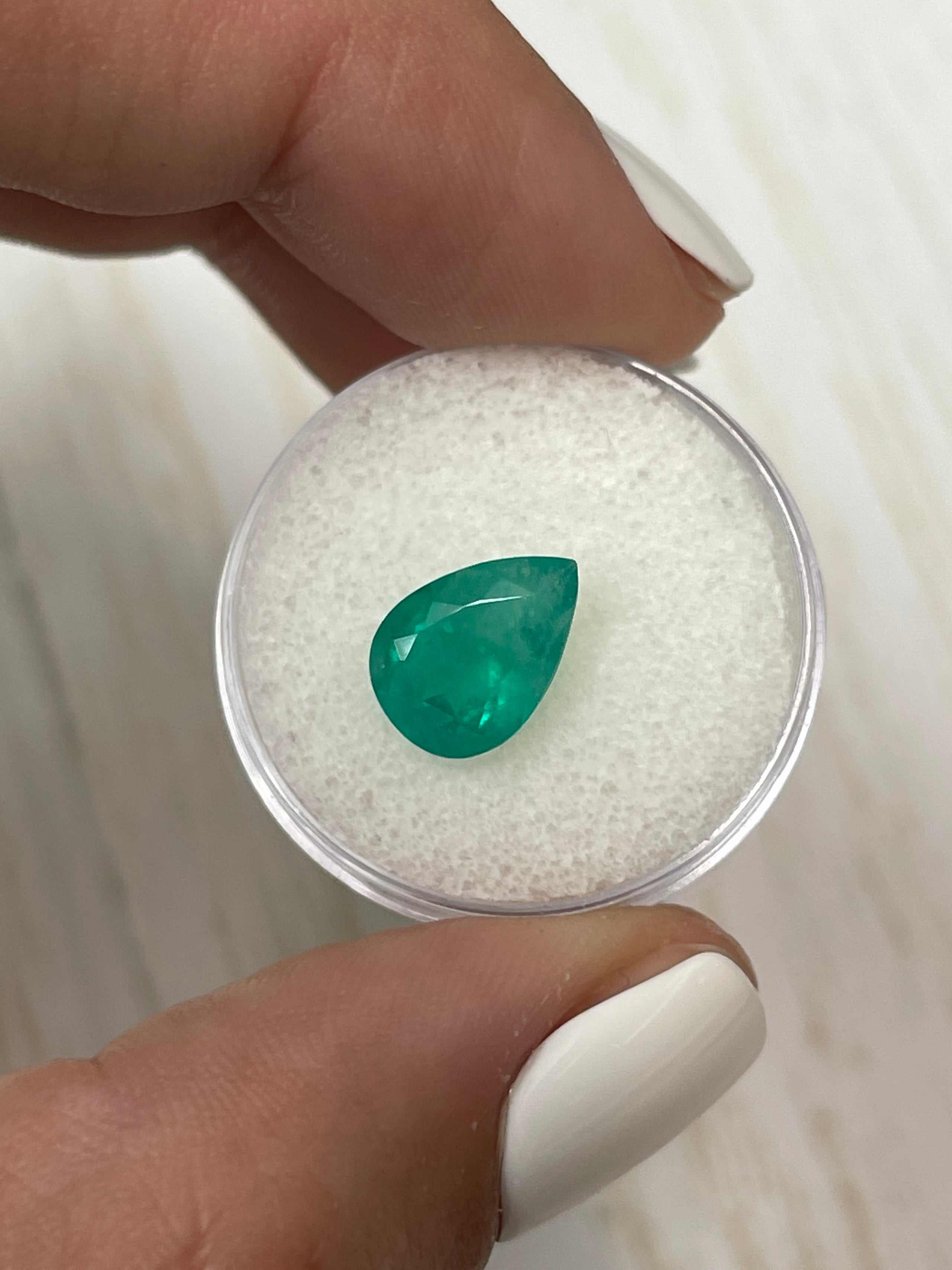 Genuine Colombian Emerald - 2.59 Carat Pear Cut, 11x8mm, Green Gem