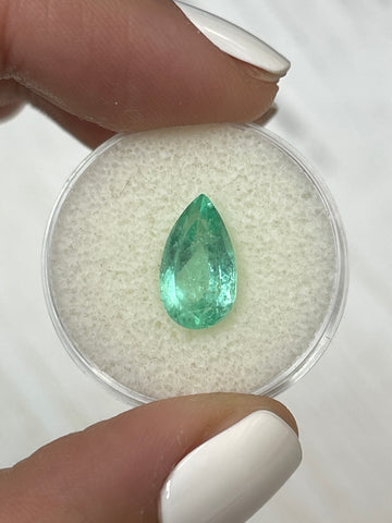 3.05 Carat Pear-Cut Colombian Emerald in a Soft Green Hue