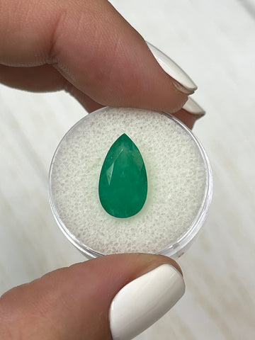 4.05 Carat Loose Colombian Emerald-Pear Shaped - Forest Green