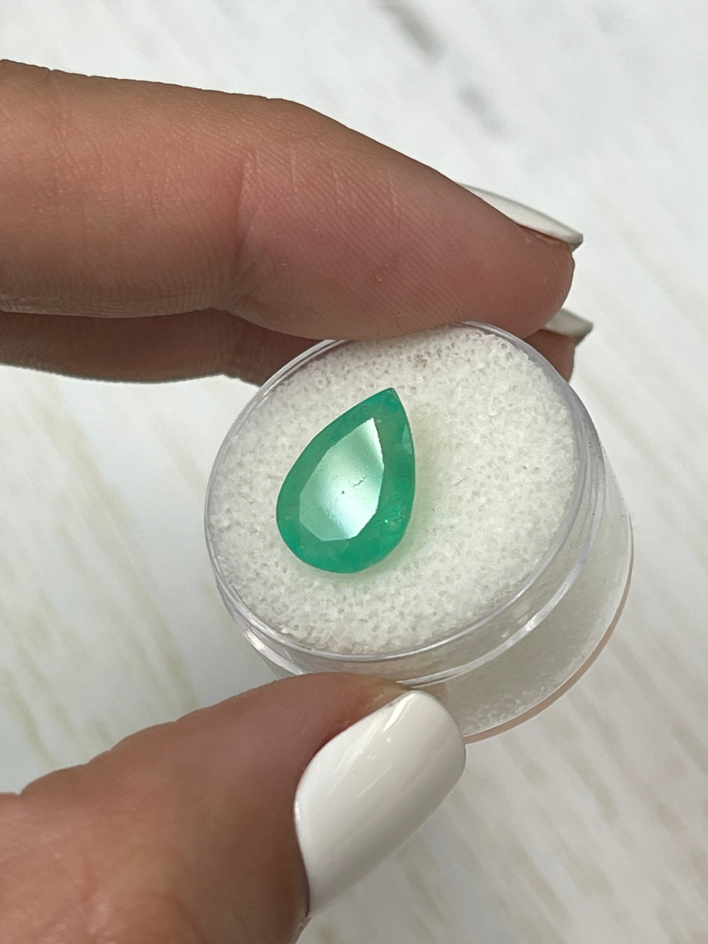 Stunning 4.77 Carat Colombian Emerald - Pear Shaped, Yellowish Green