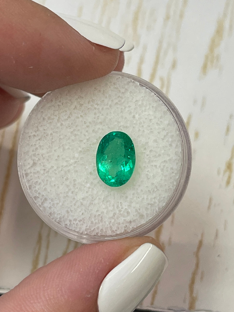 Emerald Gemstone - Oval Cut - 1.69 Carat - Beautiful Yellowish Green