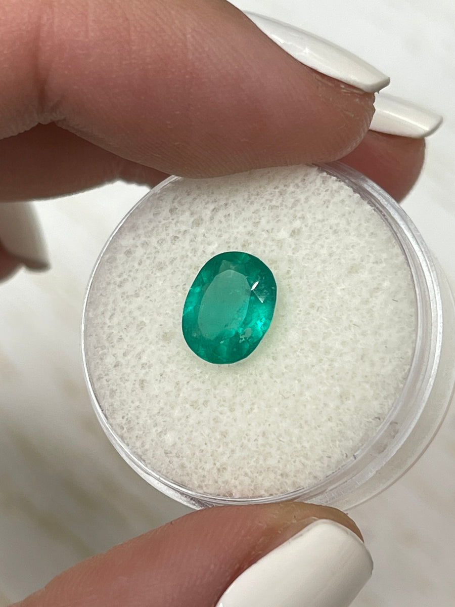 A 9x7.3mm Oval Colombian Emerald - 60 Carats in Striking Bluish Green