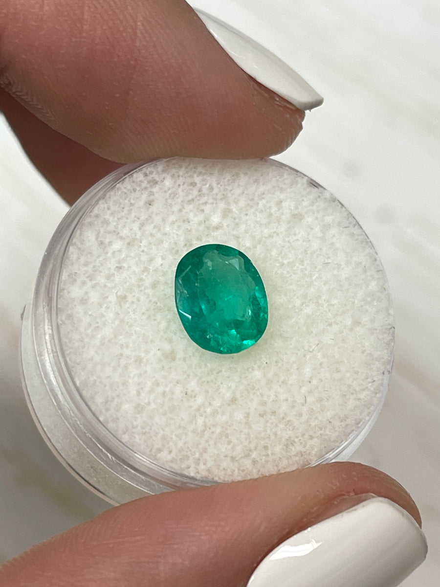 A Natural Loose Colombian Emerald - Oval Cut, 60 Carats, Intense Bluish Green