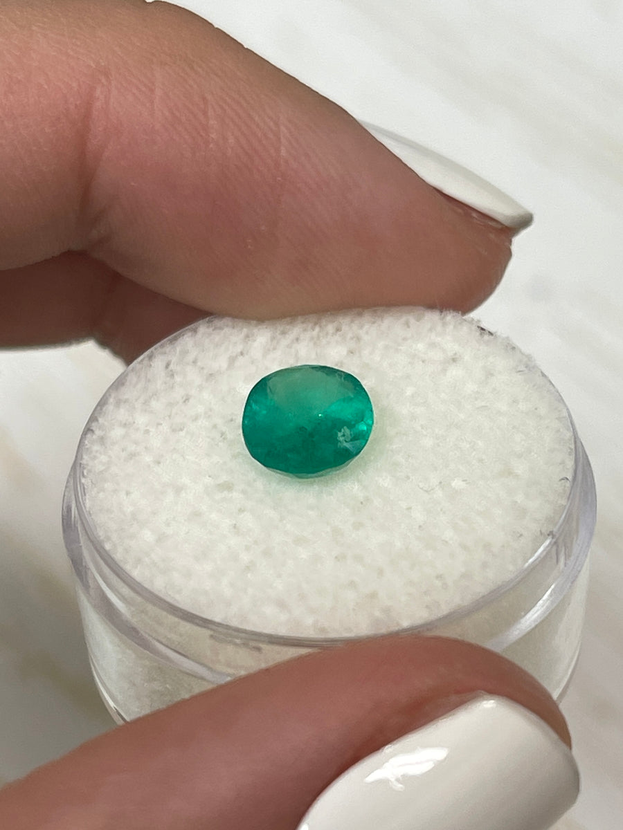Exceptional 60 Carat Bluish Green Colombian Emerald - Oval Shape, 9x7.3mm