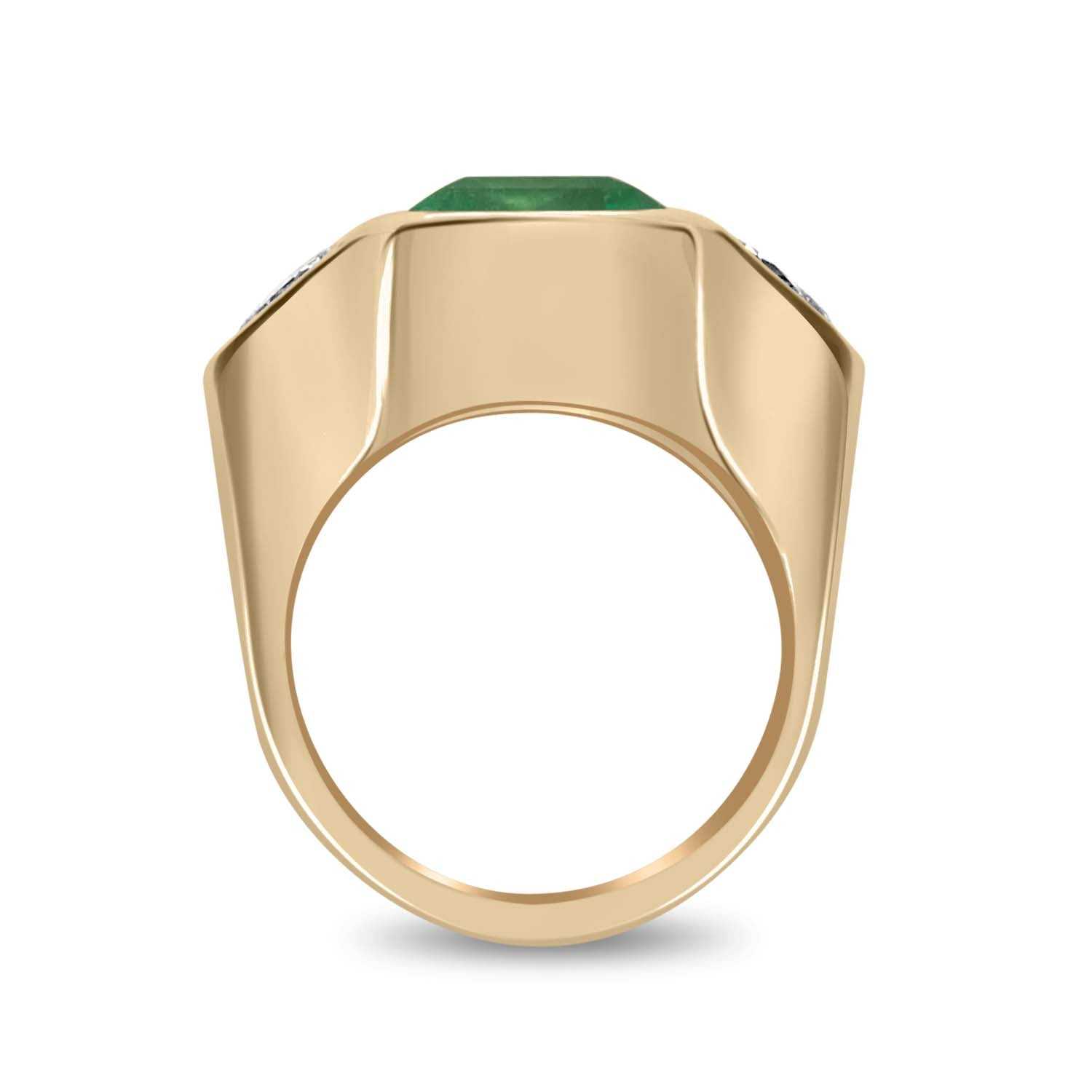 4.62tcw AAA Emerald Cut Emerald & VVS Pear Cut Diamond Gypsy Three Sto