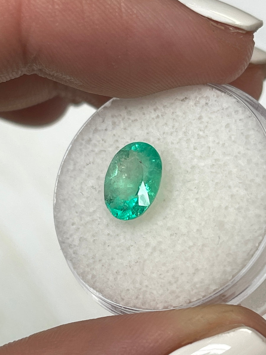 Medium Light Green Oval-Cut Colombian Emerald - 1.77 Carat Gemstone