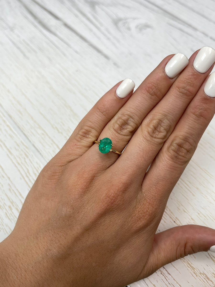 Colombian Emerald Gemstone - 1.87 Carats, Oval Cut, Medium Green